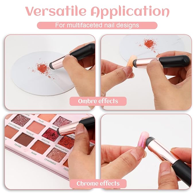 4Pcs Silicone Nail Tools Nail Art Brushes Soft Silicone Stamping Manicure Tool Reusable Nails Powder Applicator Brush Soft Head Stamper Pen for Ombre Chrome French Gradient Painting Lipstick Concealer
