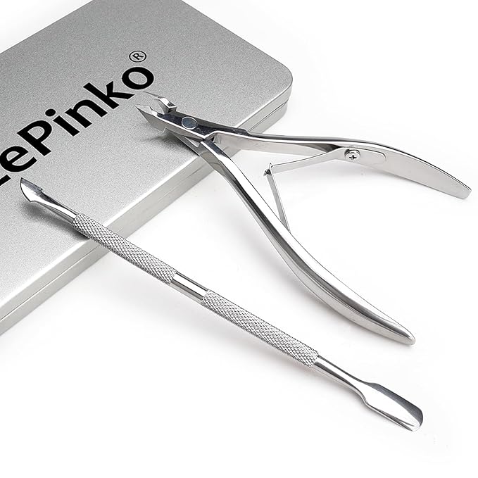 LePinko Professional Cuticle Trimmer with Cuticle Pusher, Super Labor-saving Dead Skin Nippers, Sharp Hangnail Remover for Fingernail Toenail, Pedicure Manicure Nail Care Tool for Women Men, 7mm Jaw