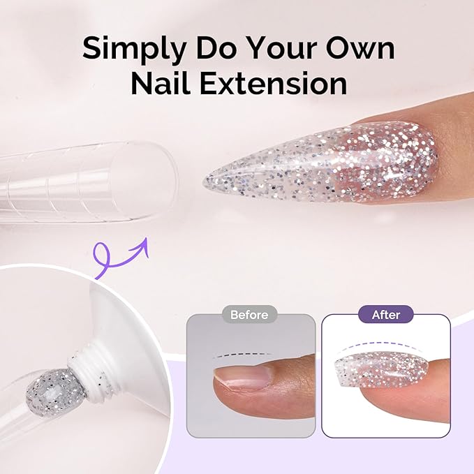 MelodySusie Poly Nail Extension Gel 60g Hema Free Soak Off UV Lamp Cured Nail Thickening Nail Art Design Manicure Gift for Women 020F