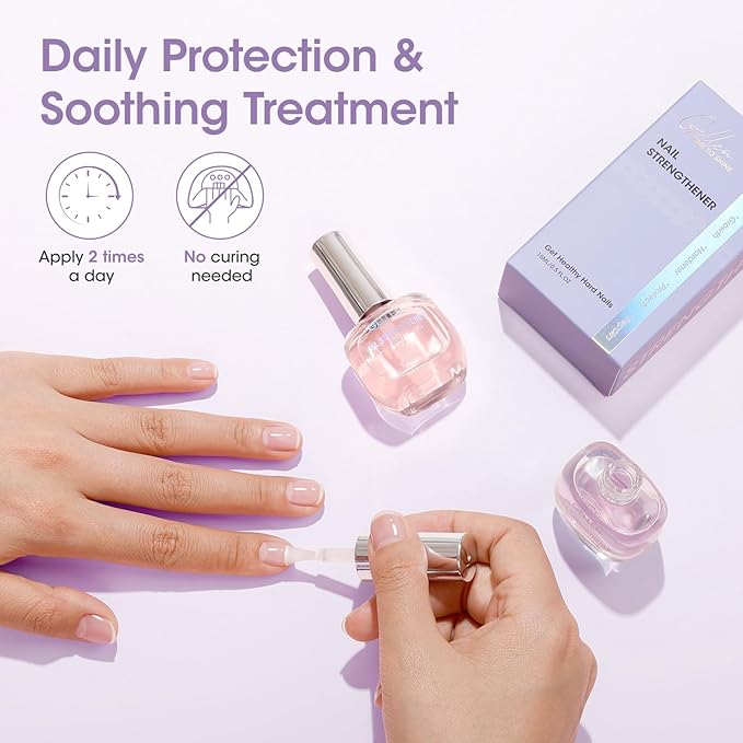 GELLEN Nail Strengthener, 8-In-1 Nail Repair Growth Protein Serum for Thin Weak Brittle Imperfect Nails, Non Polish, Air Dry Calcium Keratin Nourish Ridge Filler Nail Care, Lavender Scent