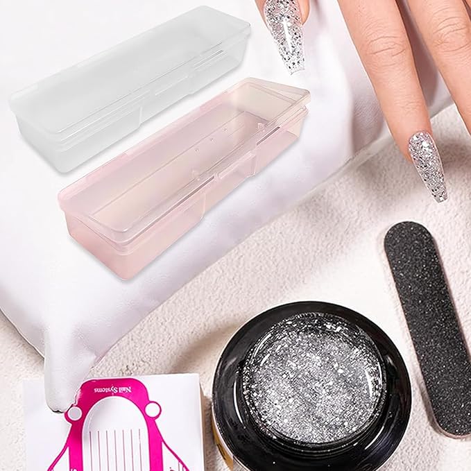 8PCS Manicure Tool Box, Plastic Storage Personal Box Nail Implement Organizer Case Box for Nail Art Pedicure Supply (Pink-A)