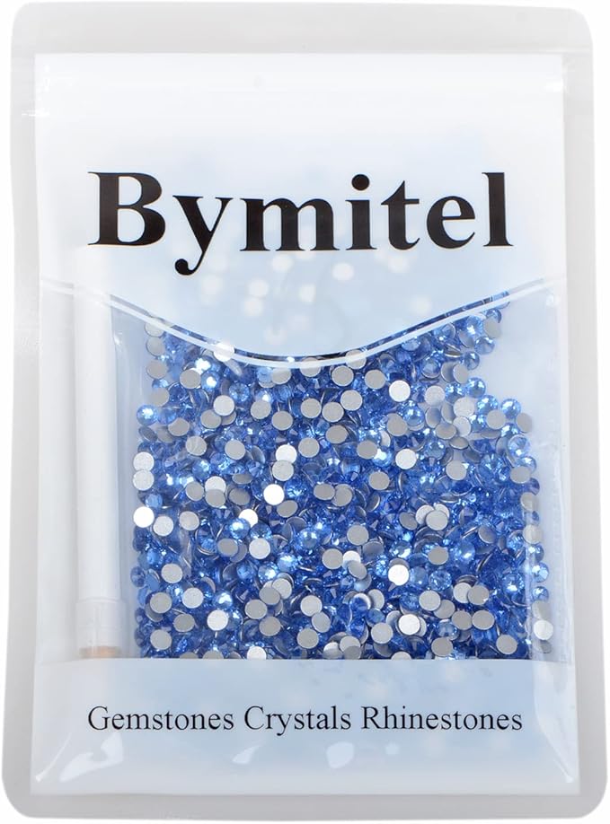 1440PCS Art Nail Rhinestones Non Hotfix Glue Fix Round Crystals Glass Flatback for DIY Jewelry Making with one Picking Pen (ss16 1440pcs, Lt. Sapphire)