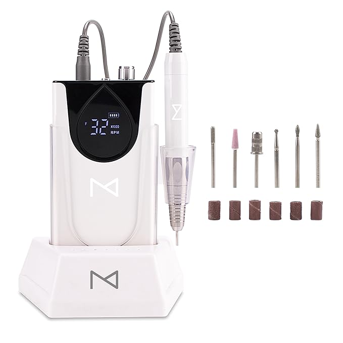 M - Max Brushless Motor Nail Drill Handpiece Only - 35K RPM | Machine Not Included | Compatible with M Brushless Nail Drill System (Handpiece - White)