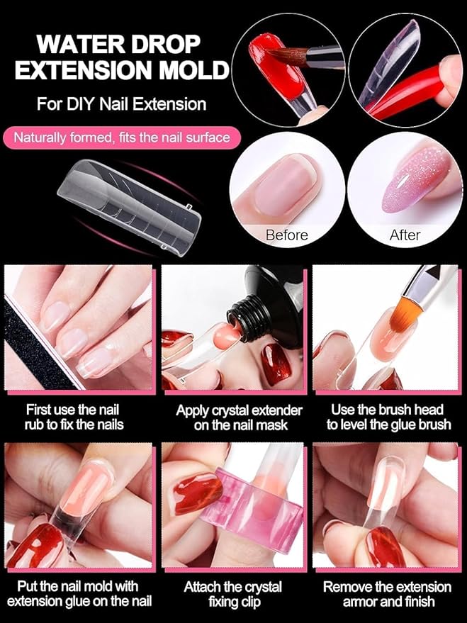 EBANKU Poly Gel Nail Forms, 120Pcs Coffin Matte Dual Nail Forms Clear Nail Molds Square Full Cover Nail Tips for Nail Extension Nail Art DIY 12 Sizes