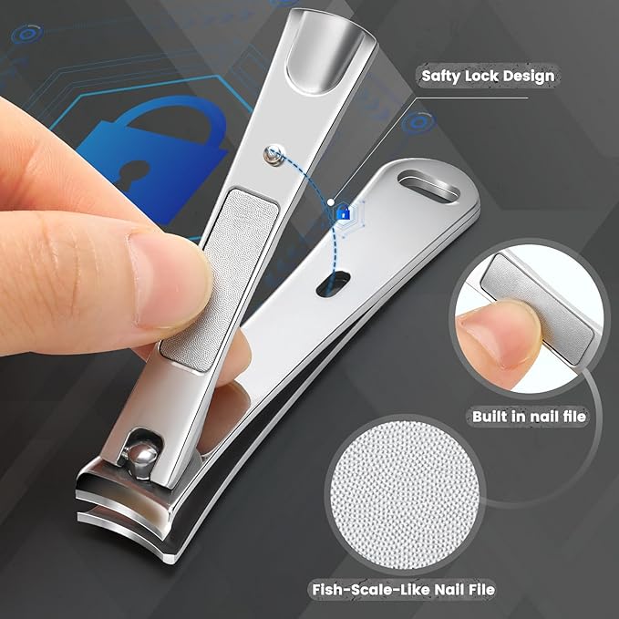 Toenail Clippers&Nail Clippers for Seniors Thick Nails - Professional Nail Clippers Set for Men/Women, Manicure Kit with Angled Head, Stainless Steel Toe Nail Cutter, Gift Idea