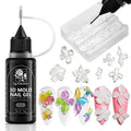 3D Gel Nail Art, 15g Clear Sculpting Gel for Silicone Nail Molds, 1-Minute Quick Molding No Wipe Gels Polish for Carving 3D Charms Resin Craft DIY Home Salon Manicure Supplies