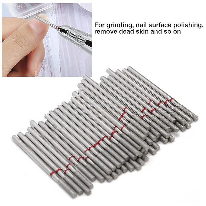 50Pcs Cuticle Bit, Carborundum Flat Head Nail Polishing Grinding Head, Dead Skin Removal Drill Bits for Beginners