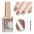 Cat Eye Nail Polish Air Dry Fast, Nail Polish Non Gel with Magnetic, Brown Metallic Nail Lacquer Holographic Fingernail Polish Mooncat Nail Concealer Polish For Nail Art Long Lasting 1PC