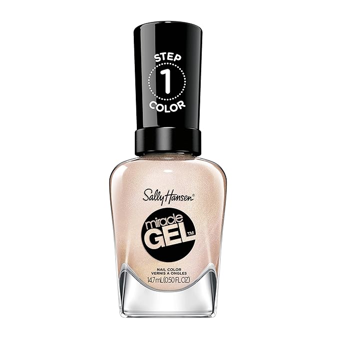 Sally Hansen Miracle Gel Salon Quality Nail Polish | Gel-Like Formula, Two-Step System, No UV Light Needed, Long Lasting | Opaque, Shimmery | 188 Only Have Ice For You | Rose Gold Nail Polish
