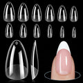 TOMICCA Medium Almond Nail Tips, 192Pcs 12 Sizes Acrylic Pre Buffed Medium Almond False Tips, Full Cover Half Matte Nails for Nail Art Extension Press on Nails