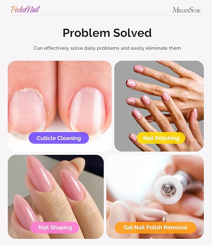 MelodySusie PocketNail Slim Ergonomic Pen-Shaped USB Nail Drill, PC100G 20000RPM Portable Electric File for All Manicure, Pedicure Nail Care, Shaping & Gel Removal at Home for Beginners