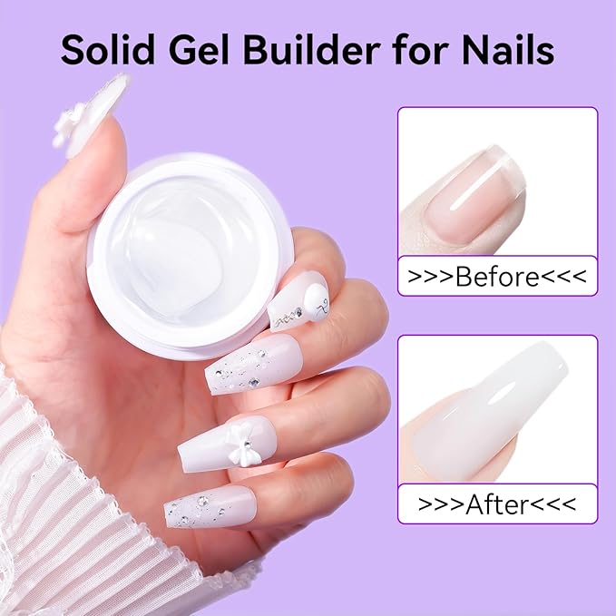 Makartt 3D Gel Nail Art: 4-in-1 Solid Builder Nail Gel White Non-sticky Hands for Extension, 15ML UV Glue for Acrylic Tips, 3D Nails Gels Sculpture Gels for Nails Art Salon Home DIY 2PCS 15ml
