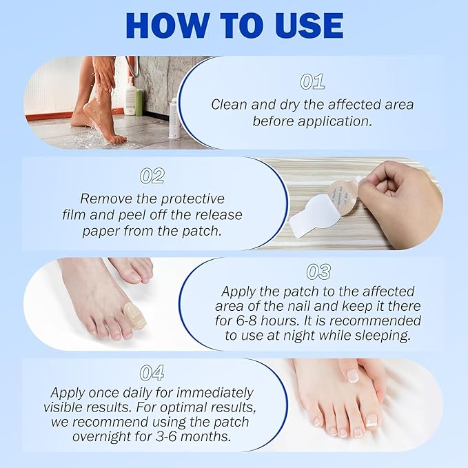 Nail Patches for Toenails & Fingernails – 63Pcs Parches para uñas con hongos, 8-Hour Fungus Nail Care Repair Stickers for Damaged Nails, for Extra Strengthening, Safe for Sensitive Skin
