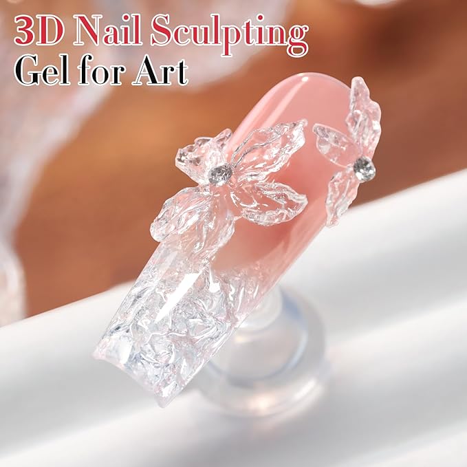 Double Rhythm 3D Nail Gel Clear Solid Sculpting for Art Non-Sticky Hard Gel for Building Carving Molding Nail Extension Soak Off UV/LED Nail Art Salon Home DIY 0.5 Oz (Clear)