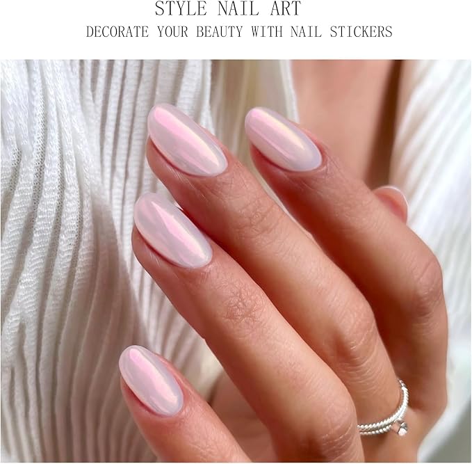 JMEOWIO Gel Nail Stickers Aurora Mermaid Semi Cured Gel Nail Strips Wraps UV/LED Nails Art Design Decoration Accessories