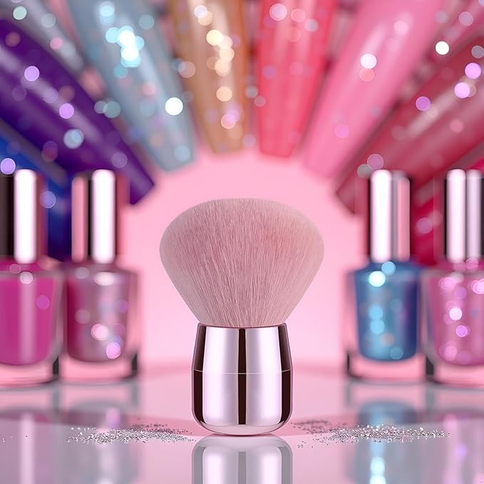 Pink Professional Nail Dust Brush, Soft Bristles for Acrylic Nails, Dip Powder, Makeup