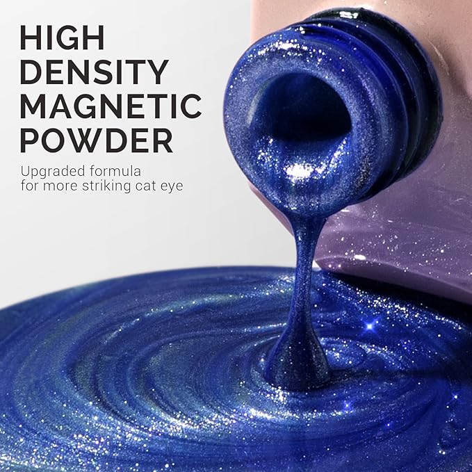 MelodySusie Jeweliver Cat Eye Gel Nail Polish, 0.5 Fl Oz Blue Glitter Holographic Magnetic Nail Polish with Magnet, UV Gel for Nail Art Manicure Salon DIY at Home C6687
