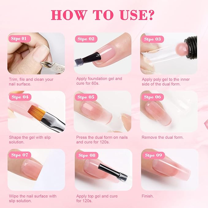 Saviland Slip Solution for Poly Gel Nails 4.06oz Liquid Anti-stick Gel Solution Kit for Beginners with Art Brush and Cup for Home DIY