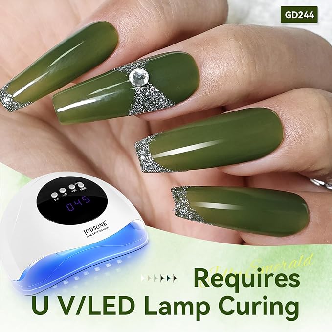 JODSONE Jelly Gel Nail Polish Set of 6 Colors,Semi-Transparent Green Gel for DIY Nail Art, UV/LED Cured, Long-Lasting & High-Shine Manicure at Home or Salon, Gift for Women