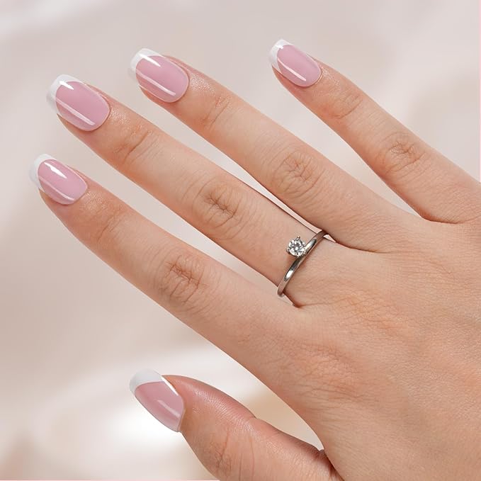 Vansiho French Gel Nail Tips, 150Pcs Short Round Soft Gel Nail Tips Pink, French Tips Press on Nails, Fake Nails for Nail Art DIY 15 Sizes