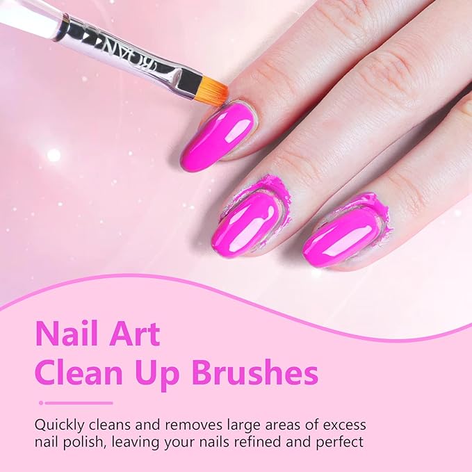 BQAN Nail Art Clean Up Brushes,3PCS Flat/Oval/Fine Angled Gel Nails Brush for Cleaning Polish Mistakes on the Cuticles, Nail Art Tools for Nails Design Painting and DIY (Clear)