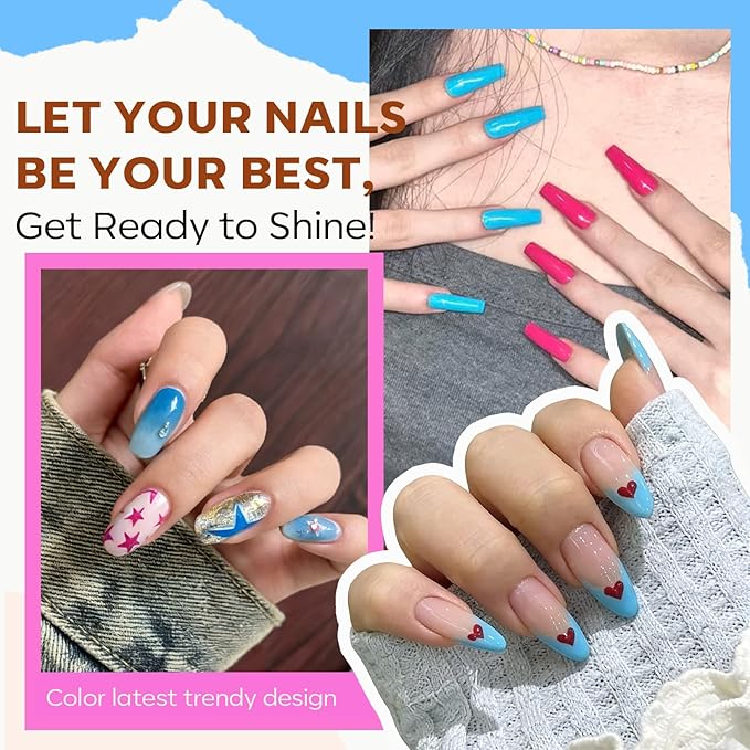 Modelones Gel Nail Polish Set -6 Colors 2026 Easter Hot Pink Blue Milky White Clear Blooming Gel Polish Burgundy Nude French Jelly Nail Gel Polish DIY Gift with Golden Beads & Nail Dotting-Liner Brush
