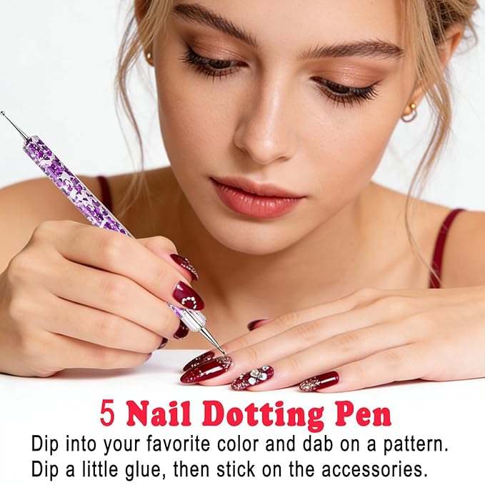 Nail Art Tool, 5 Pcs Nail Dotting Pens, 3 Pcs Nail Brushes and Nail Liner Pens, 3 Pcs Nail Art Striping Tape Lines, Nail Art Design Tools