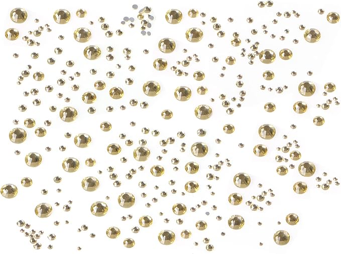 Bymitel 5000 Pieces 6 Mixed Sizes Glue Fix on Glass Rhinestones Round Crystal Gems Flatback for DIY Jewelry Making with one Picking Pen (6-Sizes 5000PCS, Jonquil)