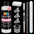 EBANKU Poly Gel Slip Solution for Nails - Anti-Stick Slip Solution for Builder Gel Nails, Brush Clean Liquid with Dual-Ended Nail Brush, 3PCS Nail Clips for Beginners & Home Salon, 2.5oz