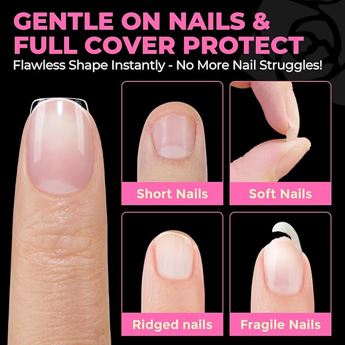 UNA GELLA Short Square Nail Tips 504PCS Pre Etched Extra Short Soft Gel Fake Nails Tips for Women DIY Squoval Press On Nails Extension French Style Salon Full Cover Acrylic Tips 12 Sizes