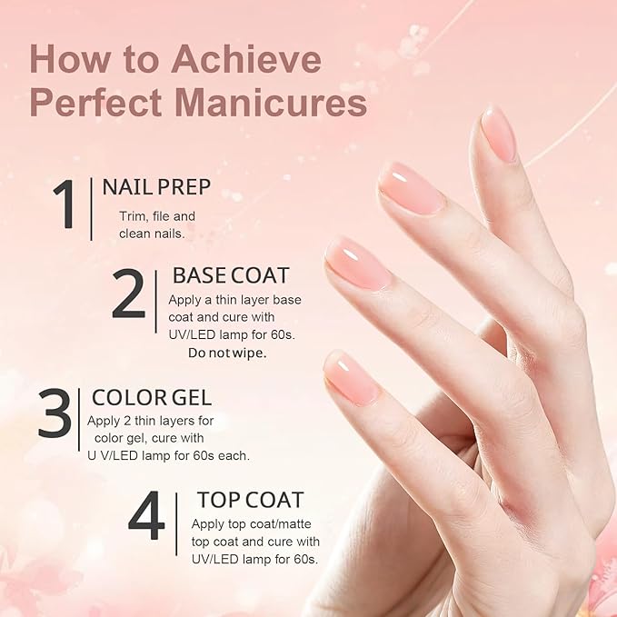 JODSONE 18ml Beige Pink Jelly Gel Nail Polish Soak Off U V Lamp Gel Polish Art Manicure Salon DIY at Home