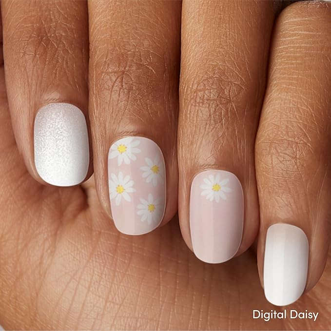 Dashing Diva Glaze Nail Strip Duo - Floral Arrangements Collection - Digital Daisy & We're Just France - Long Lasting, Chip Resistant, Semi-Cured Gel Nail Strips - Contains 2 Colors