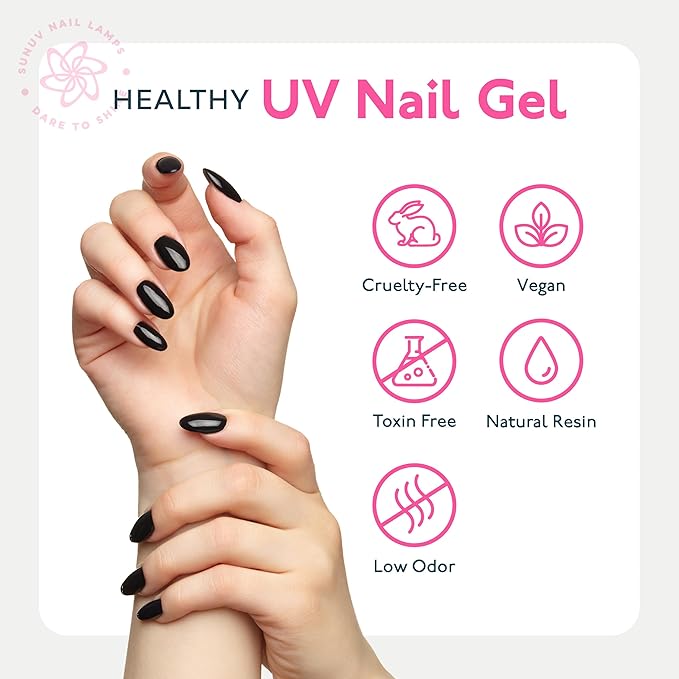 SUNUV 15ml Gel Top Coat and Base Coat Set, Hema Free Gel Nail Polish Kit 4 Pack, Art Manicure UV Nail Lamp No Wipe High Gloss Gifts for Women