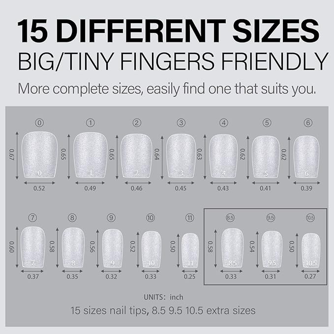 AILLSA Extra Short Coffin Nail Tips 450pcs Gel Full Cover Nails Tips Matte Pre-filed Press on Fake Soft Nail Tip 15 Sizes Pre-Shaped False Gelly Nails Tip