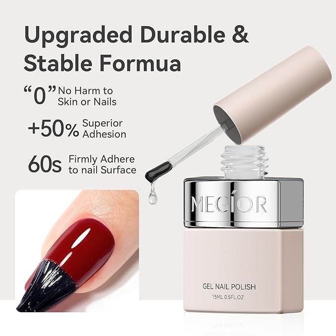 MEGIOR Gel Nail Polish TPO Free 0.5 Fl Oz No Wipe Clear Glossy Top Coat Gel Polish High Gloss Shine Long Lasting Nail Surface Protection Need U V/LED Lamp for Women Home DIY Manicure Salon