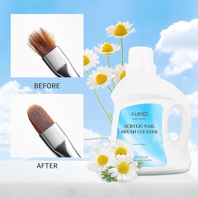AIJIMEI Acrylic Nail Brush Cleaner 17FL.OZ 500ml Acrylic Brush Cleaner Restorer Liquid Solution for Acrylic Paint Brush Cleaner Nails Acrylic Powder Painting Acrylic Gel Nail Brush Cleaner