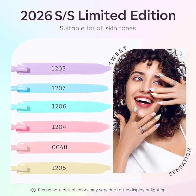 modelones Spring Gel Nail Polish, 6 Colors Pastel Pink Purple Blue Yellow Green Shades Pale Macaron Colors Nail Art Gel Design for Nail Lovers Gift Salon DIY