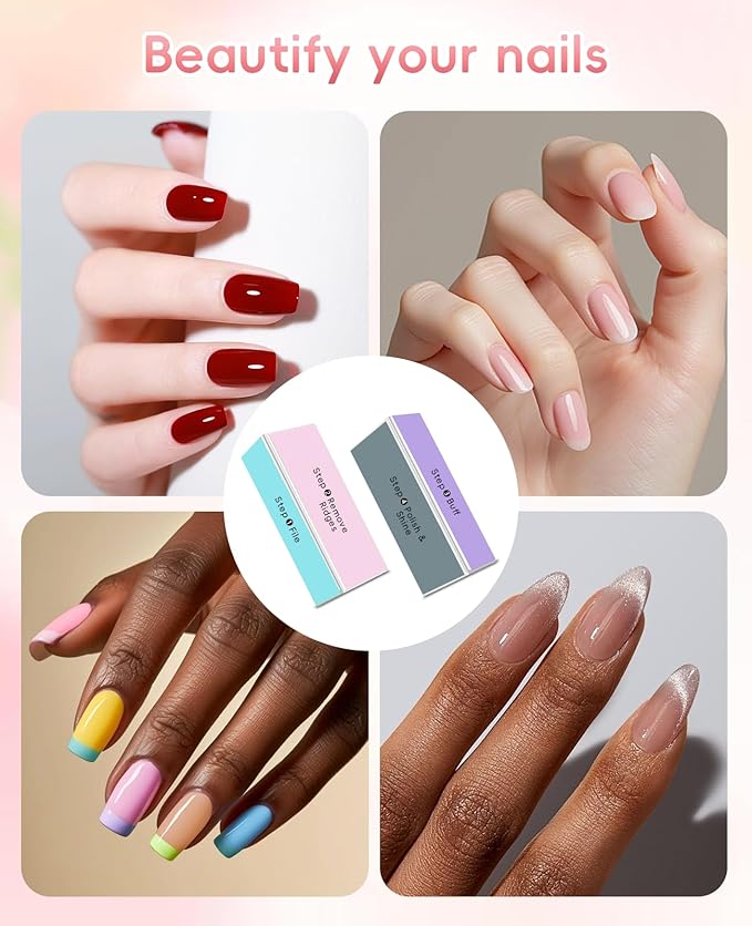 12PCS 4 Sided Nail Buffer Block, Shine Nail Files and Buffers