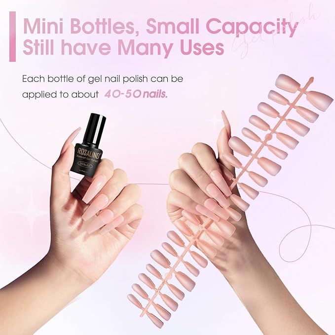 ROSALIND Pearl Gel Nail Polish - 12 Colors Pastel Pink Yellow Blue White Gel Polish Set with Dotting Pen Shell Swirl Thread Effect Soak Off UV Set Shimmer Nail Art Collection Valentine Gifts for Women