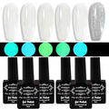 Glow in the dark Milky White Gel Nail Polish Colors Set with silver cat eye gel polish (GP016)