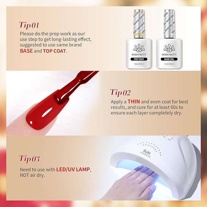 Born Pretty Gel Nail Polish Nude White Red Silver Champagne Gold Glitter Gel Nail Polish Set Classic Daily 6 Colors Nail Gel Kit Soak Off U V Nail Gel Polish Nail Art Home DIY Manicure