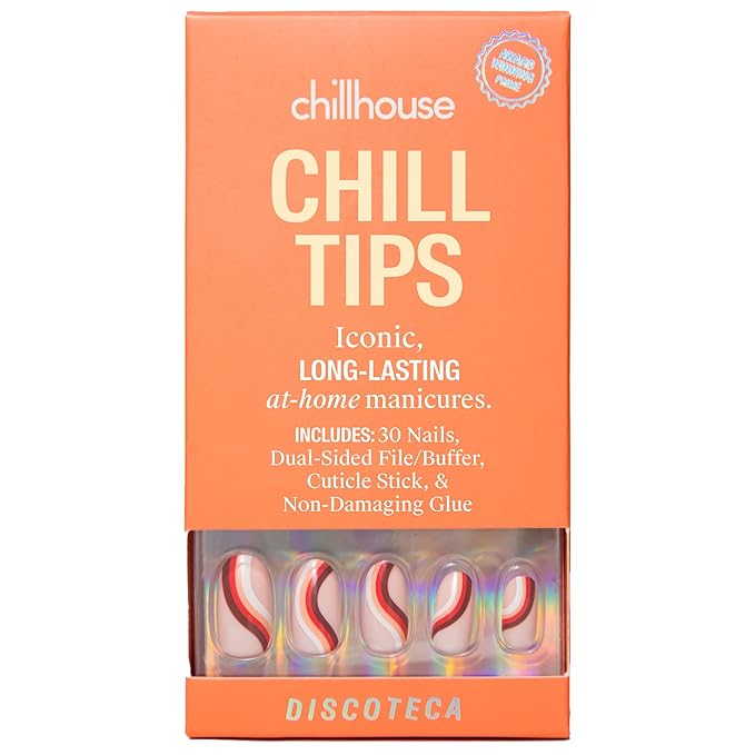 Chillhouse - Chill Tips, Press on Nails Kit - Discoteca (Oval) - 30 Nail Shapes & Sizes - Up to 2 Weeks of Wear - Customizable Fit - Reusable - Latina Founded & Women Owned - Beauty & Self Care