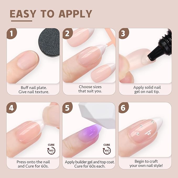 French Tip Press On Nails, 300pcs Full Cover Long Square Almond Nail Tips, 5 Colors, 15 Sizes, 2 Nail Shapes, DIY Nail Art