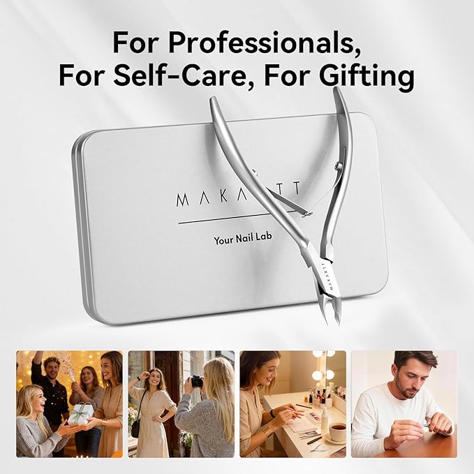 Makartt Professional Cuticle Nipper: 1/2 Jaw Precision Cuticle Trimmer for Beginners & Nail Technicians, 5mm Short Blade, Rust-Resistant Stainless Steel, Salon & Detailed Nail Art Use (Pearl Chrome)