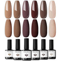 modelones Gel Nail Polish Set - 6 Colors Winter Fall Skin Tone Nude Gel Polish Brown Beige Khaki Nail Gel Polish Set Neutral All Skin Tones Soak Off French Nail Art Manicure DIY Home Salon Gift