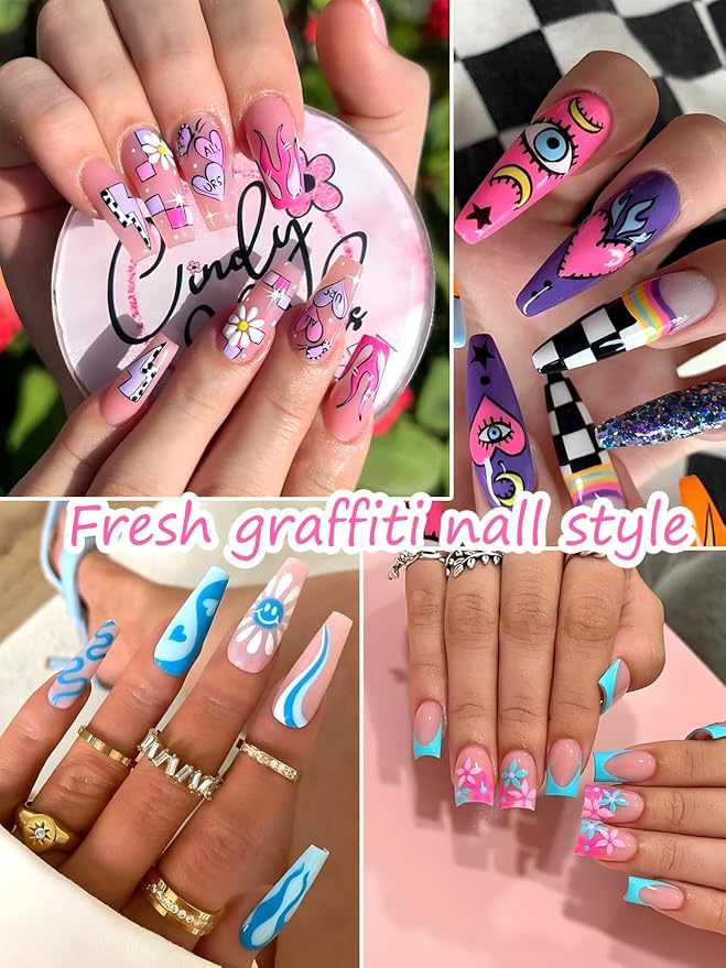 12 Colors Nail Art Pens, 3D Quick Dry Nail Point Graffiti Dotting Liner Pen Sets Nail Art Painted Pen Drawing Nail Design Kit for Nail DIY Decoration Valentine Gift