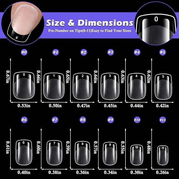 240pc Extra Short Gel Nail Tips Square Fake Nails Clear Press ons Nail, XS Short Square Nails Tips Acrylic Nails Extension Soft Gel Nails Tip Full Cover False Nail Clear Artficial Fingernails