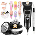 MIZHSE 30g Solid Builder Gel for Nails and 15g Rhinestone Glue, Clear Hard Nail Builder Gel 3D Sculpting Gels Non-Sticky U V LED Nails Charm Glue 3D Art Salon Home DIY