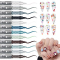 12 Colors Nail Art Pens Set, Nail Polish Pens Nail Art Drawing Markers Pen Quick Dry Waterproof Nail Art Painting Pens Kit for Home DIY Nail Art Design-Gray