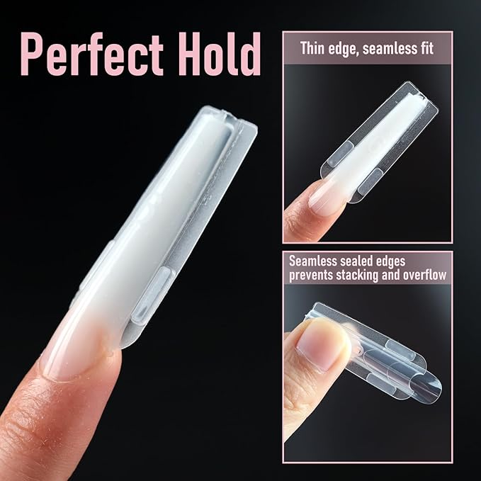 Sandwich Dual Nail Forms, Long Coffin Nail Extensions Nails Mold, No Paper Forms Needed, Quick Polygel Extensions Salon Nail Art Tools 15 Sizes 180pcs